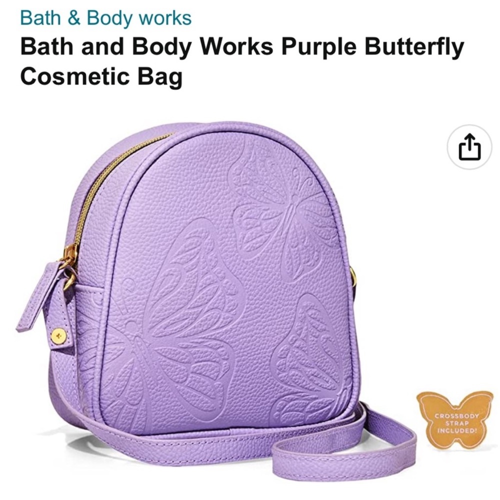Purple Butterfly Cosmetic Case & Crossbody Bag